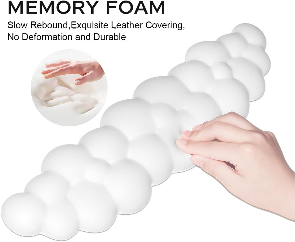 JIKIOU Leather Cloud Keyboard Wrist Rest Memory Foam Support with Non-Slip PU Base for Gaming & Office Zevon