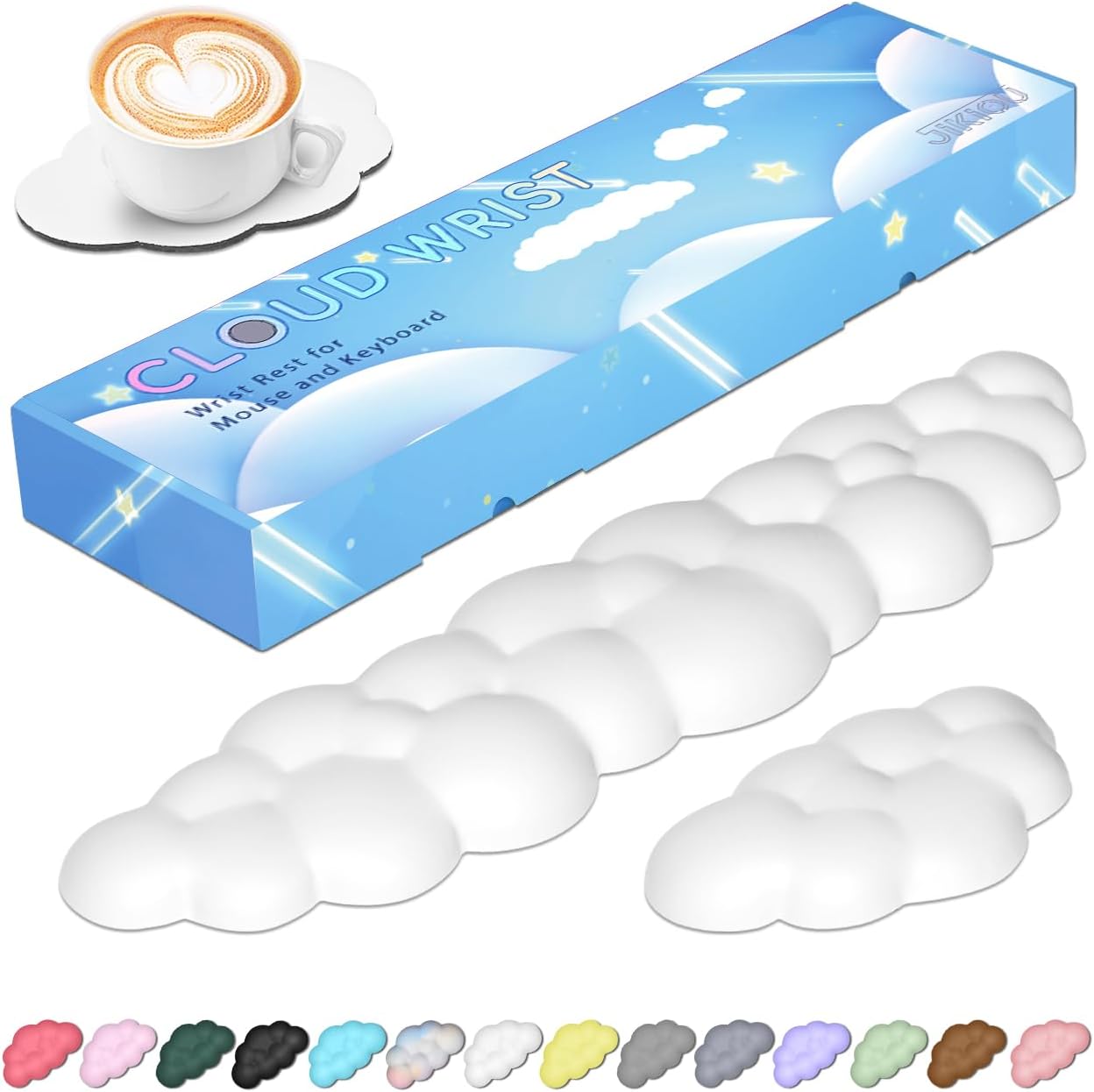 JIKIOU Leather Cloud Keyboard Wrist Rest Memory Foam Support with Non-Slip PU Base for Gaming & Office Zevon