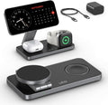 UEQ Foldable 3-in-1 Magnetic Wireless Charging Stand for iPhone 17/16/15 Series Apple Watch & AirPods Pure Black Zevon
