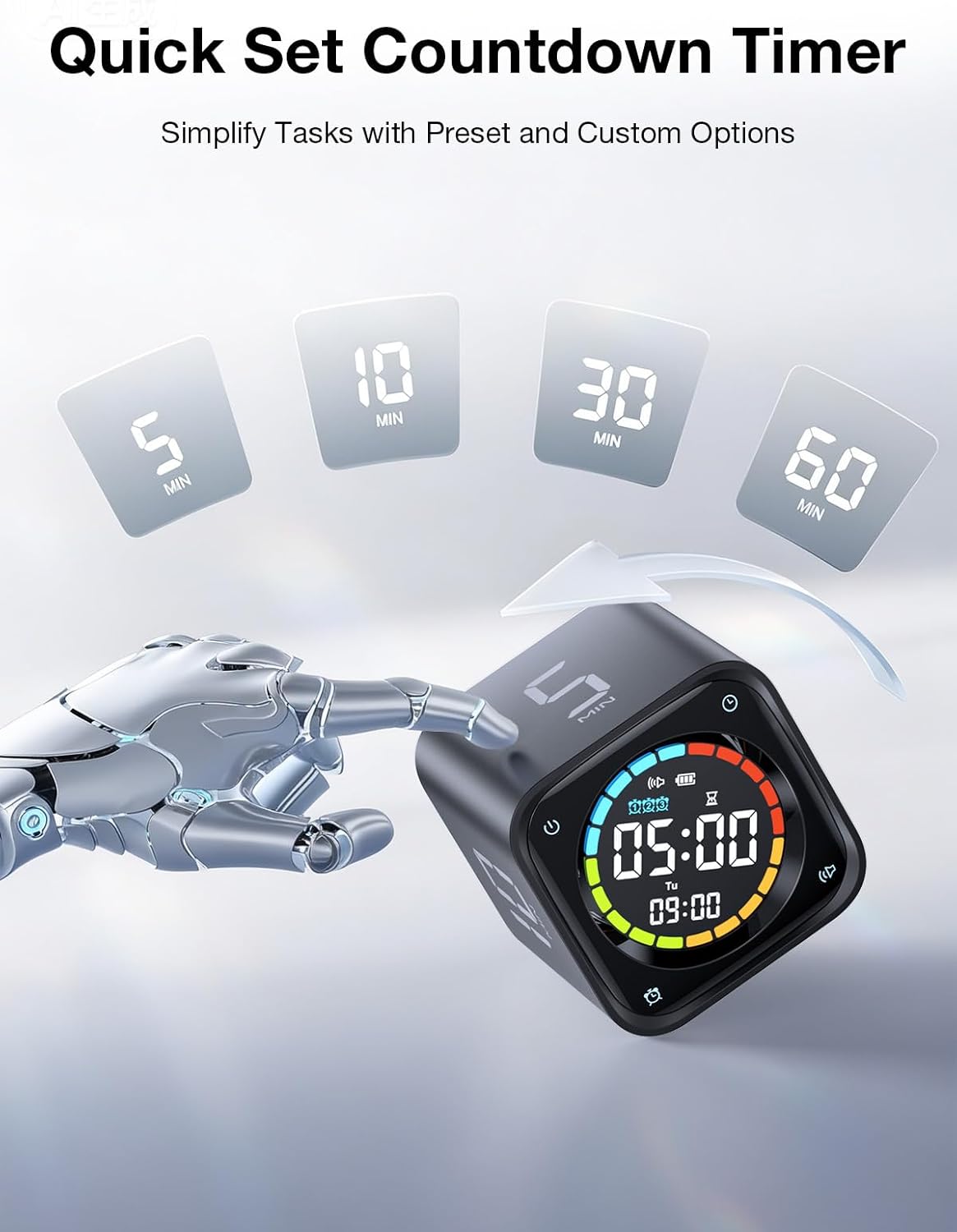New Pomodoro Timer Cube Preset 5/10/30/60 Min Desk Productivity - 2