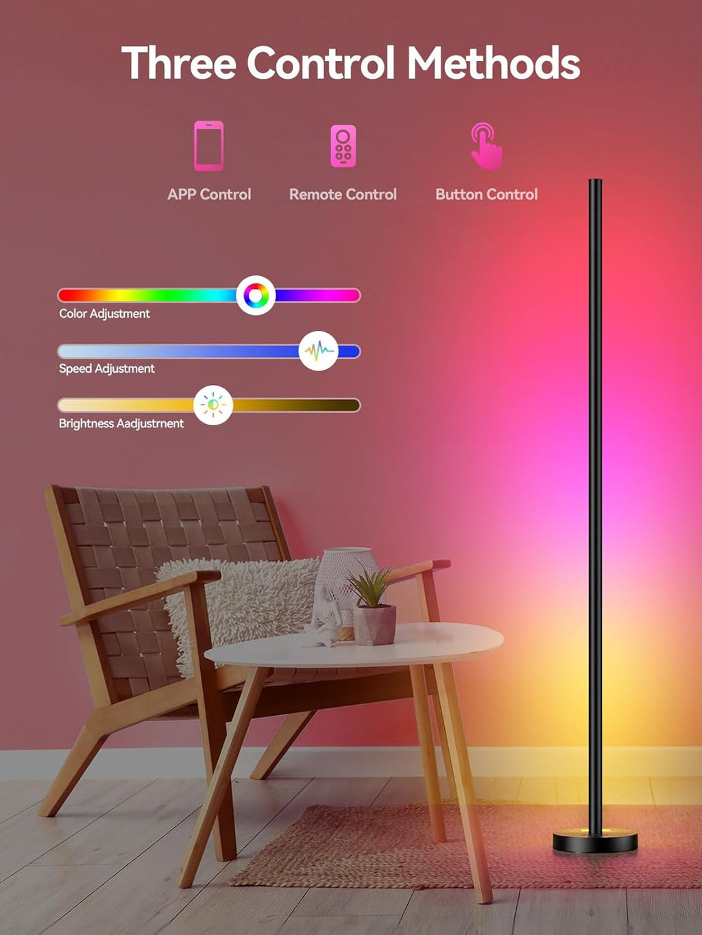 OIYN Smart RGBICW LED Corner Floor Lamp 2-Pack with App Control, Music Sync & 68+ Scenes Zevon