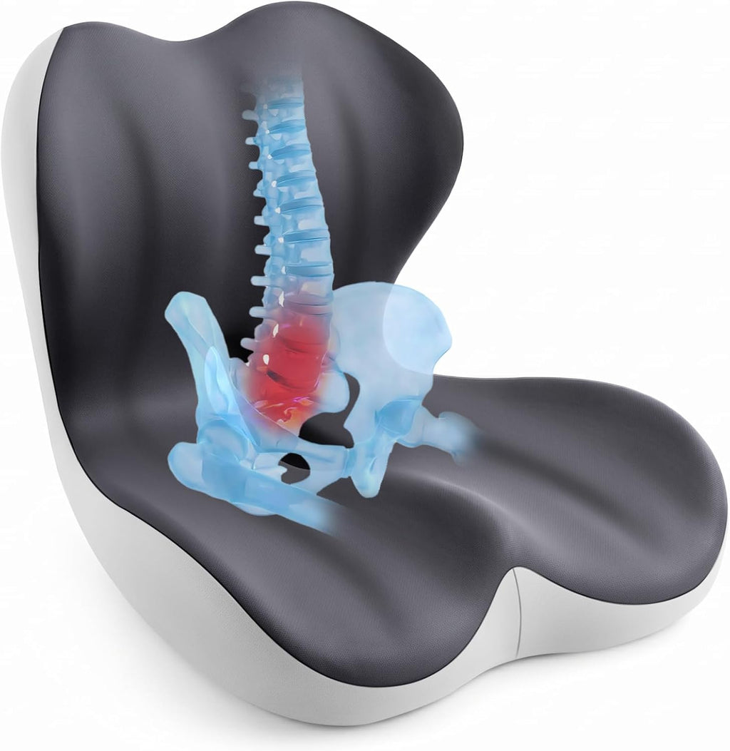 Ergonomic Memory Foam Back & Seat Cushion Set for Lumbar Support & Tailbone Pain Relief Zevon