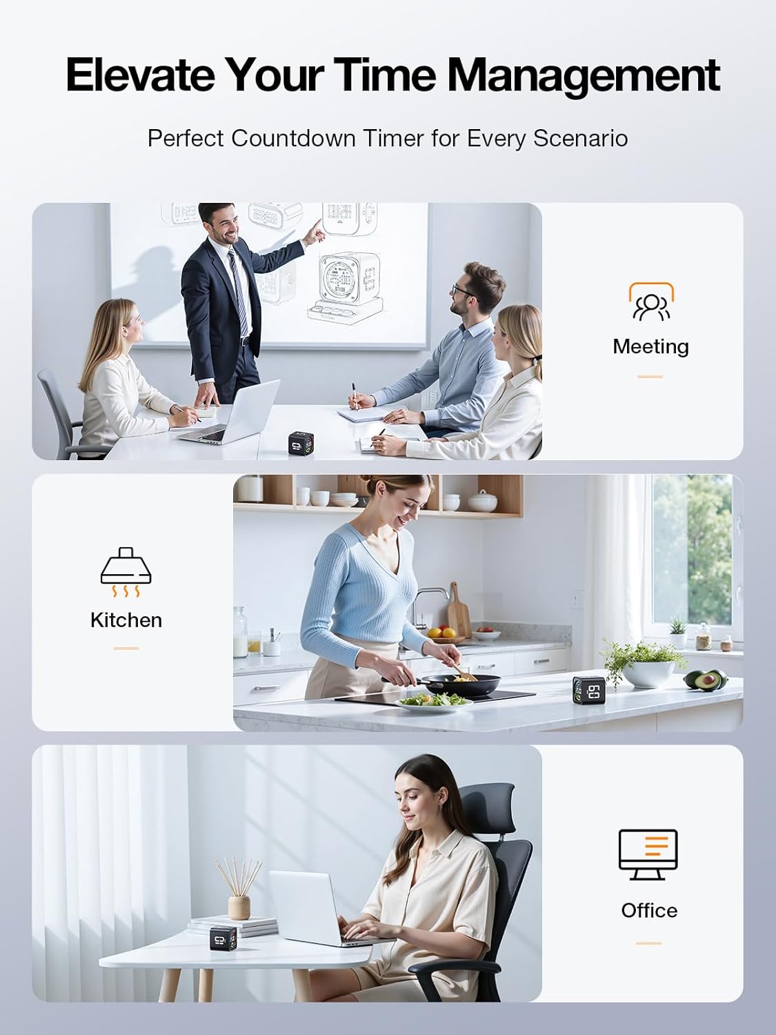 New Pomodoro Timer Cube Preset 5/10/30/60 Min Desk Productivity - 2