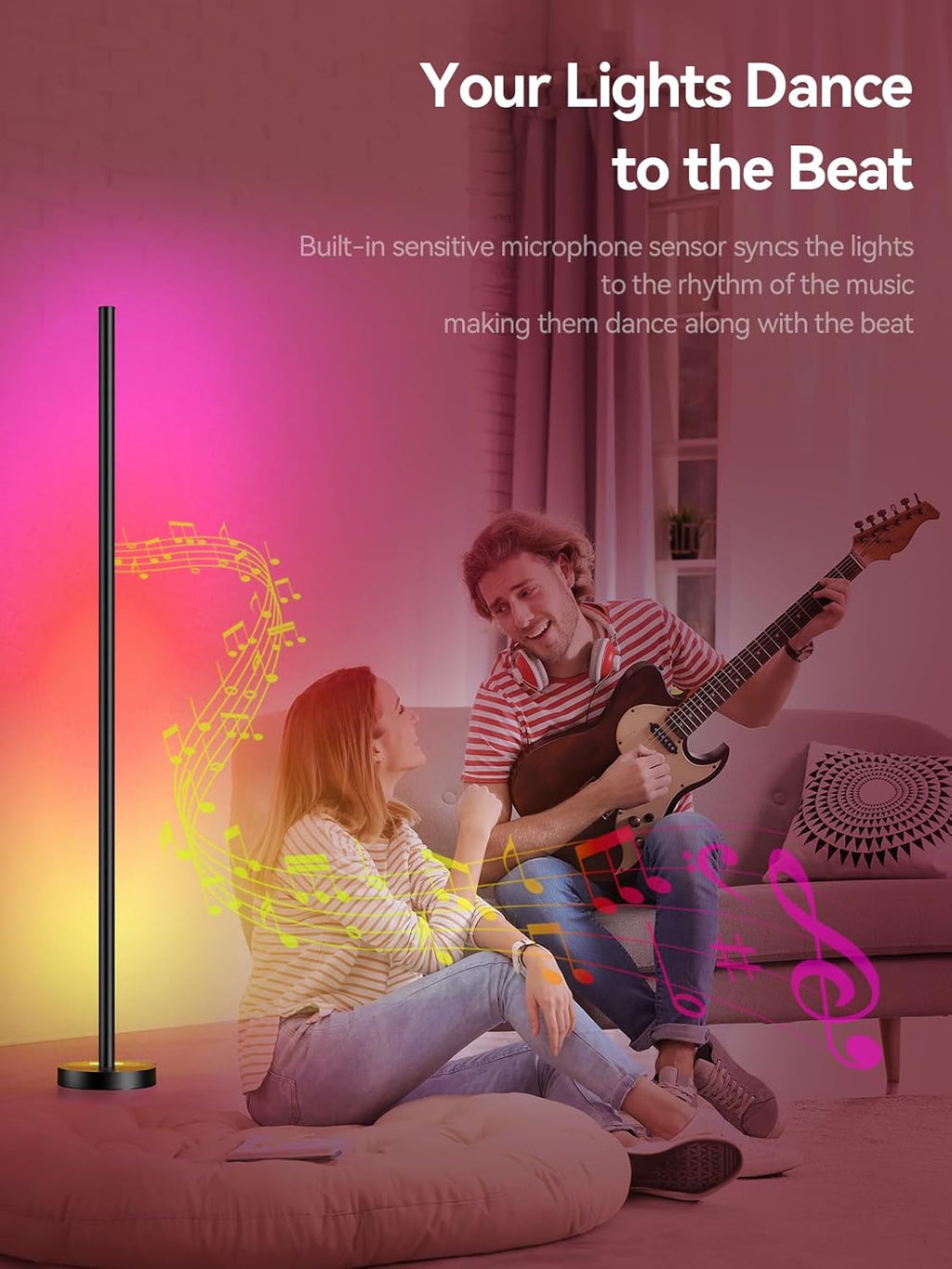 OIYN Smart RGBICW LED Corner Floor Lamp 2-Pack with App Control, Music Sync & 68+ Scenes Zevon