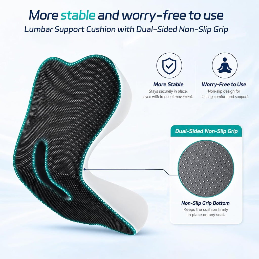 Ergonomic Memory Foam Back & Seat Cushion Set for Lumbar Support & Tailbone Pain Relief Zevon