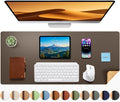 Aothia Dual-Sided Leather & Natural Cork Desk Pad Protector Large Waterproof Desk Blotter Coffee 35.4"x15.7" Zevon